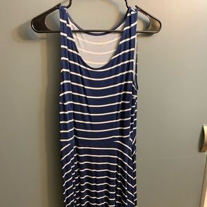 Navy blue, knee-length, halter style dress